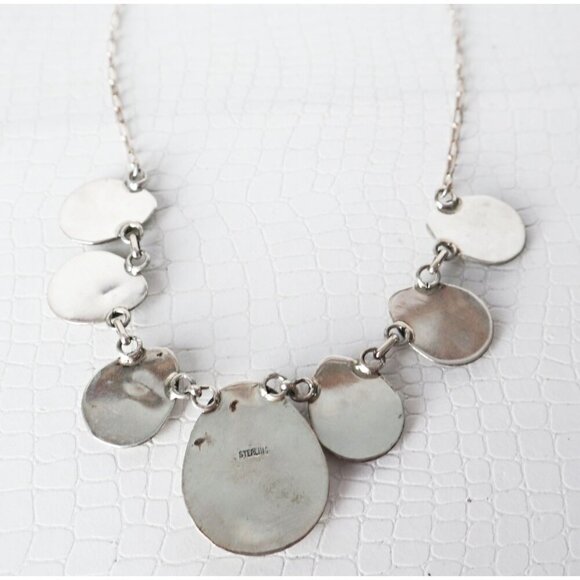 Navajo Vintage Turquoise Bear Paw Sterling Silver Necklace and Earrings Set - Picture 4 of 9